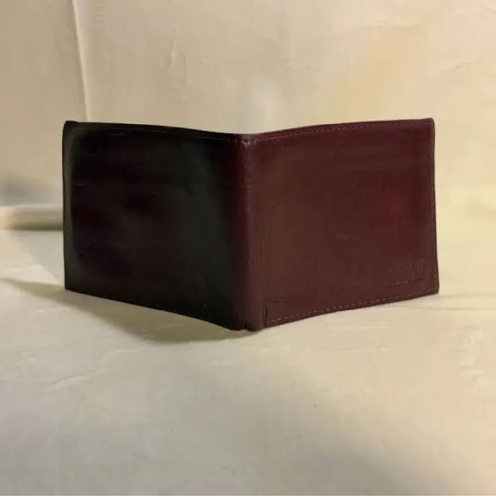 TALED Men's Genuine Leather Bifold Wallet with Fold-Out Clear ID Windows